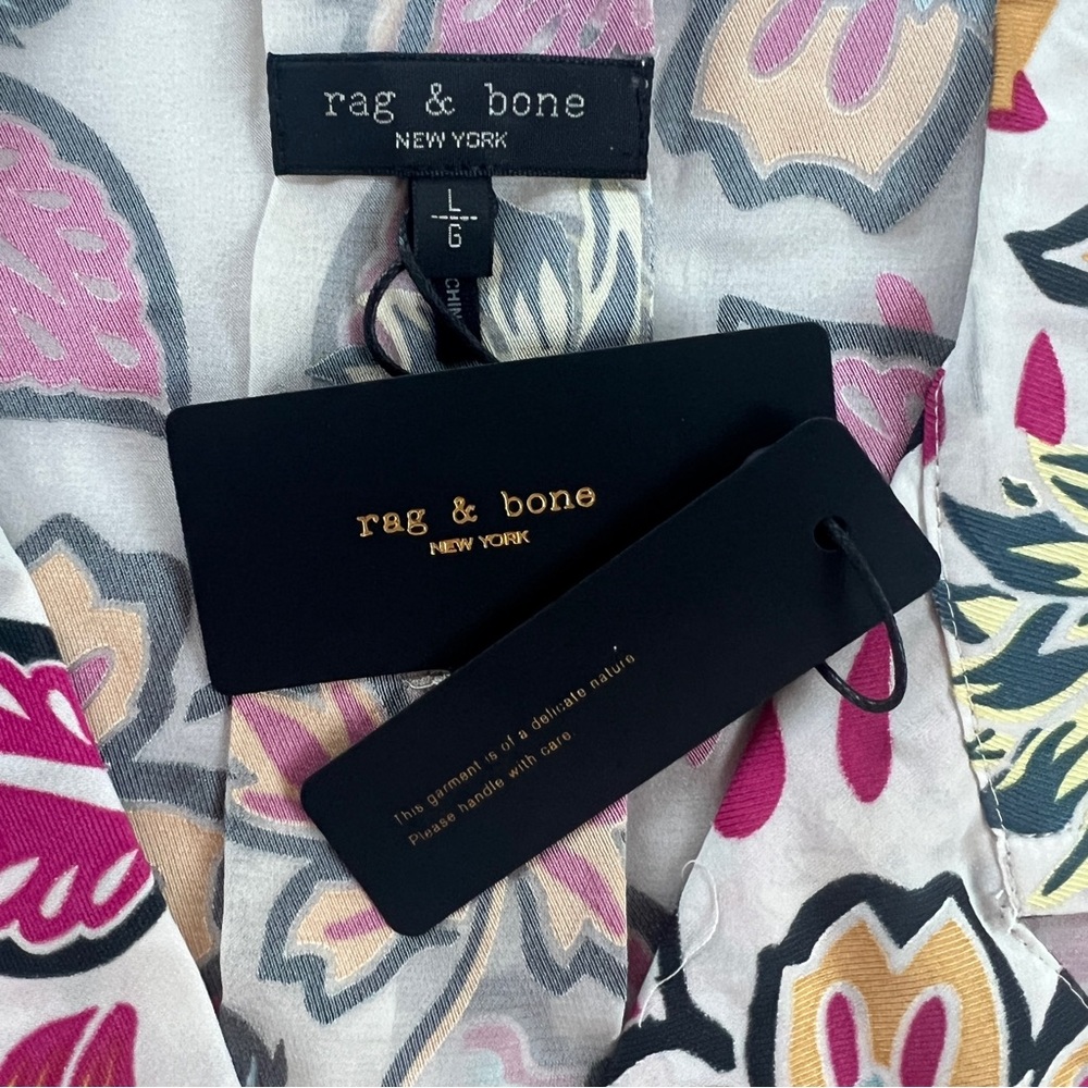 rag & bone Mare Silk Blend Floral Cropped Shirt - Picture 9 of 10